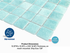 Mint Blue Recycled Glass Mosaic Floor Wall Tile Square 7/8 Inch Pattern for Kitchen Backsplash, Swimming Pool Tile, Bathroom Wall, Accent Wall
