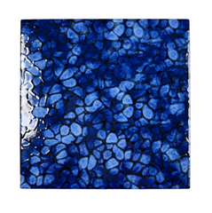 Tenedos 6x6 Turquoise Clover Deep Sea Blue and Black Hand Painted Square (exact Size 5.75") Porcelain Floor Wall Tile, Decor