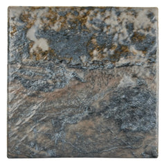 Tenedos Wavy Surface in Bluish, Gold and Grey Moon Square 6x6 Porcelain Floor and Wall Tile for Swimming, Bakcsplash, decor