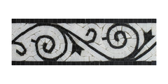 Nero Marquina - Thassos White Polished Marble Art Border 4x12