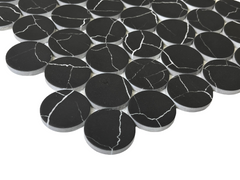 Nero Marquina Bubble Circle Recycled Glass Matte Floor and Wall Mosaic Tile for Backsplash Kitchen, Bathroom, Accent Wall