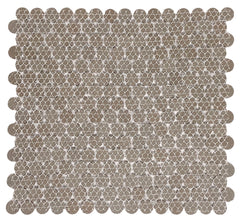 Penny Round Tile Arctic White Porcelain Mosaic Floor Wall Tile backsplash Matte Look for Bathroom Shower, Kitchen, Accent Decor, Fireplace