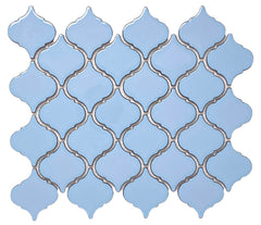 Tenedos Santorini Sky Blue Lantern Porcelain Glossy Mosaic Wall Tile (Box of 10 Sheets)