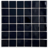 Tenedos Premium Quality 2" (Exact Size 1-15/16 in.) Black Porcelain Square Mosaic Tile Shiny Look Designed in Italy (12x12) for Kitchen Backsplash, Pool Tile, Bathroom Wall, Accent Wall