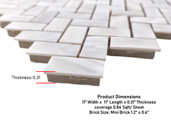 Tenedos Genuine Natural Mother of Pearl Oyster Herringbone Shell Mosaic Wall Tile w/Backing