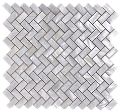 Tenedos Genuine Natural Mother of Pearl Oyster Herringbone Shell Mosaic Wall Tile w/Backing
