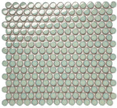 Penny Round Vintage Green Glossy Porcelain Mosaic for Bathroom Floors and Walls, Kitchen Backsplashes, Pool Tile By Vogue Tile