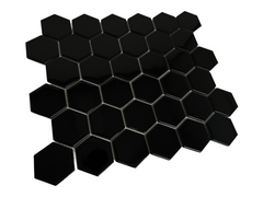 Tenedos Hexagon 2 in. Black Glossy Porcelain Mosaic Floor Wall Tile, décor