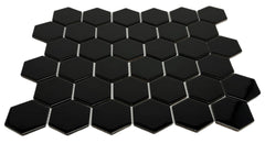 Tenedos Hexagon 2 in. Black Glossy Porcelain Mosaic Floor Wall Tile, décor