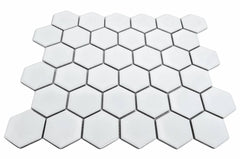 Tenedos Hexagon 2 Inch White Glossy Porcelain Mosaic for Floor and Wall, Tile