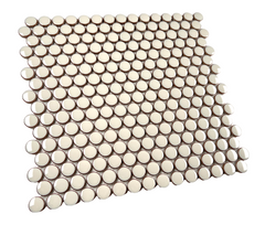 Vanilla Latte Penny Round Glossy Porcelain Mosaic Floor and Wall for Backsplash Tile, Bathroom Tile, Kitchen Backsplash on 12x12 Mesh for Easy Installation