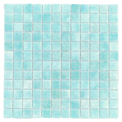 Mint Blue Recycled Glass Mosaic Floor Wall Tile Square 7/8 Inch Pattern for Kitchen Backsplash, Swimming Pool Tile, Bathroom Wall, Accent Wall
