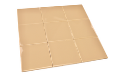 Sand Caramel  4 in Ceramic Tile Gloss 4 1/4" Box of 10 Piece for Bathroom Wall and Kitchen Backsplash