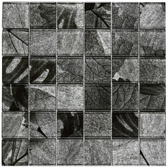 2x2 Square Glass Mosaic Tile (Silver & Black) by Tenedos