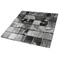 2x2 Square Glass Mosaic Tile (Silver & Black) by Tenedos
