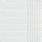White Glossy Stripes and Square Mixed Glass Mosaic Tiles