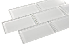 3x6 White Glossy Subway Glass Mosaic Tiles for Kitchen Backsplash