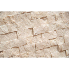 Roman Light Travertine 1X2 Marble Split-Faced Mosaic Tile ( on 12" x 12" Mesh)