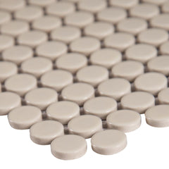 MSI Almond Glossy Penny Round Porcelain Mesh-Mounted Mosaic Wall Tile
