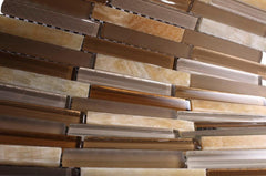 Light and Dark Glass and Honey Onyx Stone Backsplash Mosaic Tiles