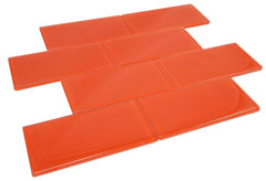 Glossy Orange Subway 3x6" Glass Subway Wall Tile for Kitchen Backsplash, Bathroom Wall, Accent Wall