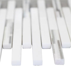 Bright White Matte Random Brick Pattern Marble Stone Tiles