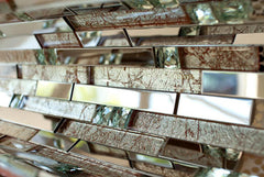 Stainless Steel and Pinky Luxury Diamond Glass Mosaic Tiles - Tenedos