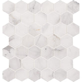 MSI Calacatta Cressa Hexagon 12 in. x 12 in. x 10mm Honed Marble Mesh-Mounted Mosaic Tile (9.8 sq. ft. / case)