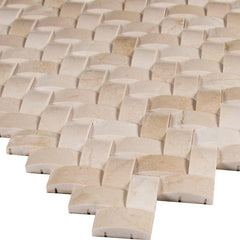 MSI Crema Arched Herringbone 12 in. x 12 in. x 10mm Polished Marble Mesh-Mounted Mosaic Tile (10 sq. ft. / case)