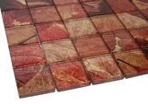 Glossy Pink Flower Square Glass Mosaic Tiles