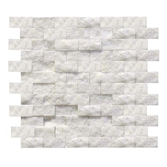 Italian Bianco Carrera White Carrara 1x2 Marble SplitFace Mosaic Wall Tile Backsplash for Bathroom Shower, Fireplace, Kitchen, Accent decor