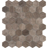 MSI Driftwood Hexagon 11.02 in. x 12.76 in. x 6mm Glass Mesh-Mounted Mosaic Wall Tile