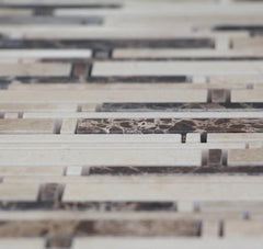 Brown and Beige Matte Random Brick Pattern Marble Stone Tiles