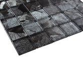 Glossy Silver Flower Square Glass Mosaic Tiles