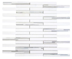 Bright White Matte Random Brick Pattern Marble Stone Tiles