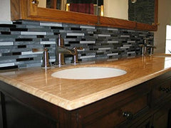 10 Sq Ft - Bliss Midnight Stone and Glass Linear Mosaic Tiles - Kitchen Backsplash/Tub Surround