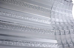 White Glossy Stripes and Square Mixed Glass Mosaic Tiles