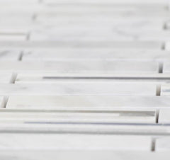 White Carrara Matte Random Brick Pattern Marble Stone Tiles