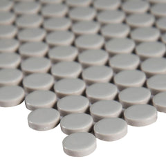 MSI Gray Glossy Penny Round 11.57 in. x 12.4 in. x 10mm Porcelain Mesh-Mounted Mosaic Tile (19.93 sq. ft. / case)