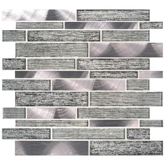 Luxe Interlocking Glass-Metal Surface for Kitchen Backsplash & Bathroom Accent Walls (1 Sheet)
