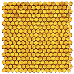 Spanish Yellow Penny Round Glass Mosaic Tile (Box of 10 Sqft) for Bathroom and Kitchen Walls Kitchen Backsplashes - Tenedos