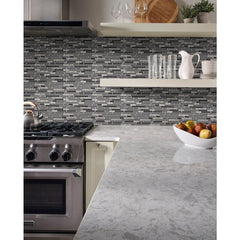 MSI Lorena Grigio Interlocking 12 in. x 12 in. x 4mm Glass Stone Mesh-Mounted Mosaic Tile