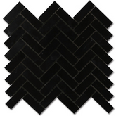 Nero Marquina Black Marble Herringbone Mosaic Tile 1'' x 2'' Polished