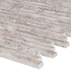 MSI Silver Splitface 11.81 in. x 12.4 in. x 10mm Travertine Mesh-Mounted Mosaic Wall Tile