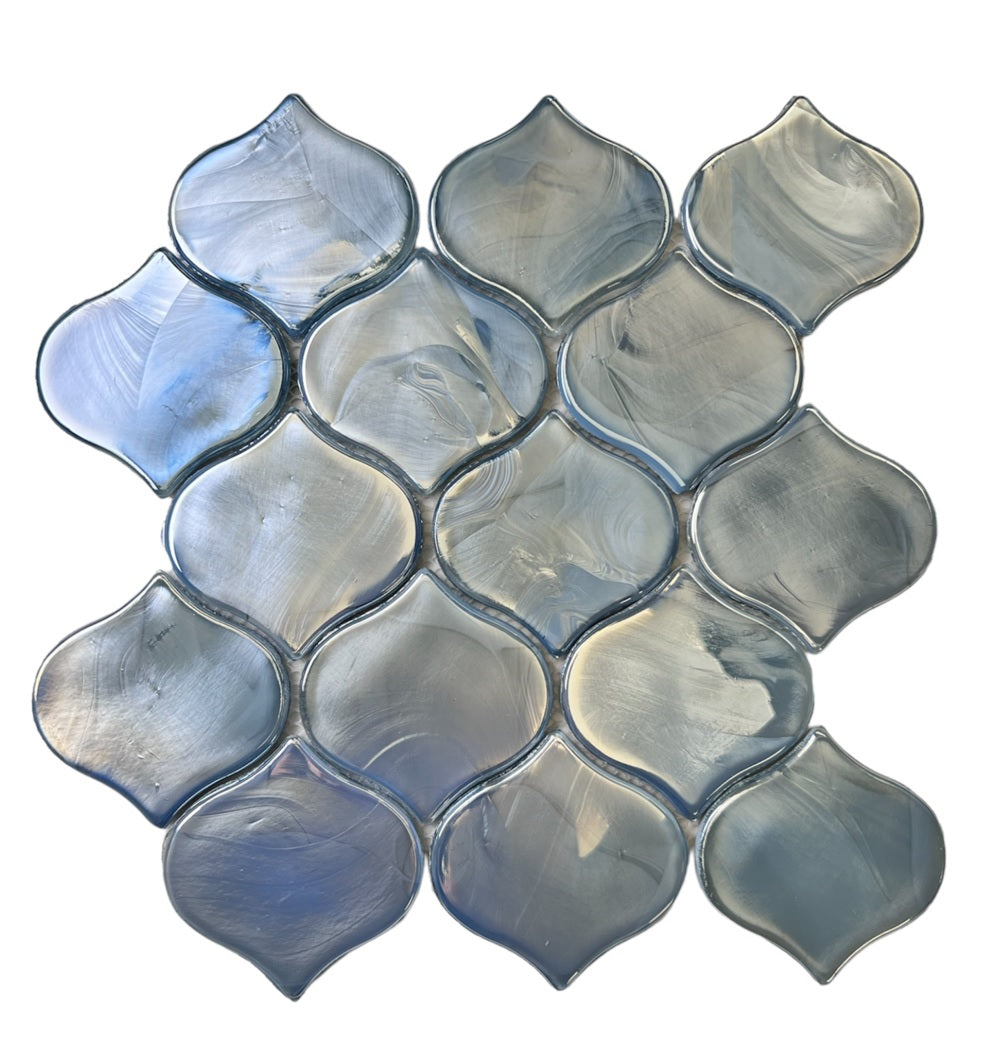 MSI Blue Shimmer Arabesque 10 in. x 10.20 in. x 8mm Glass Mesh-Mounted Mosaic Wall Tile