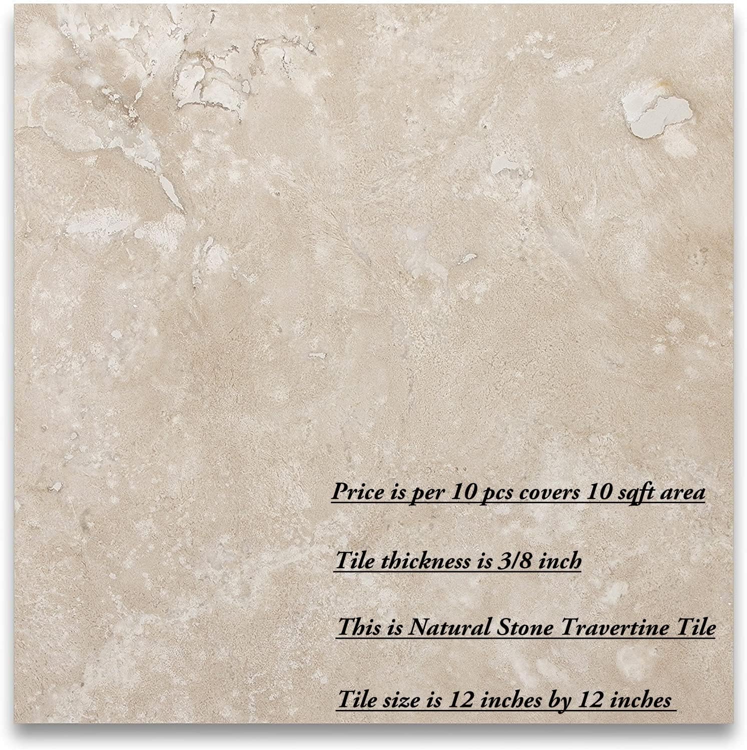 12x12 Tumbled Travertine Natural Stone Floor and Wall Tile in Durango Cream (Box of 10 Pieces)