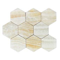 Tenedos Cream Pearl Onyx Honed Mosaic Tile- 1 piece