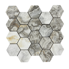 Tenedos Fluorite Hexagon Porcelain Mosaic Tile- 1 piece