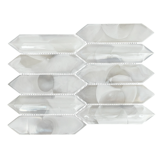 Tenedos Pearl Arrow Glass Mosaic Tile-1 piece