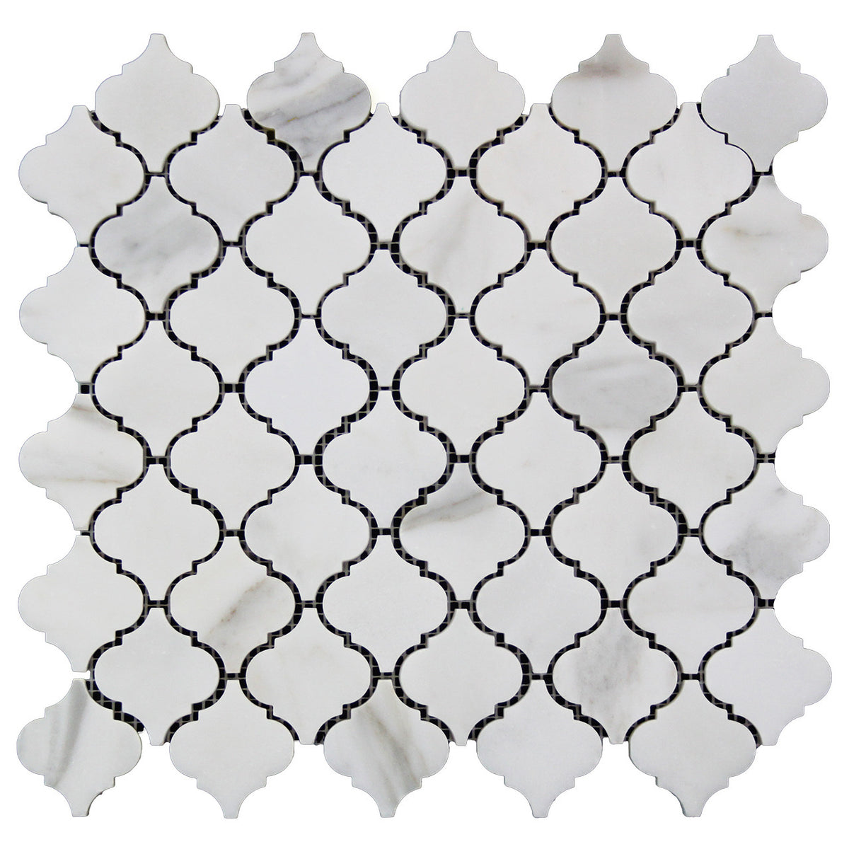 Calacatta Gold Marble Arabesque Baroque Mini Lantern Mosaic Tile Honed (Matte)